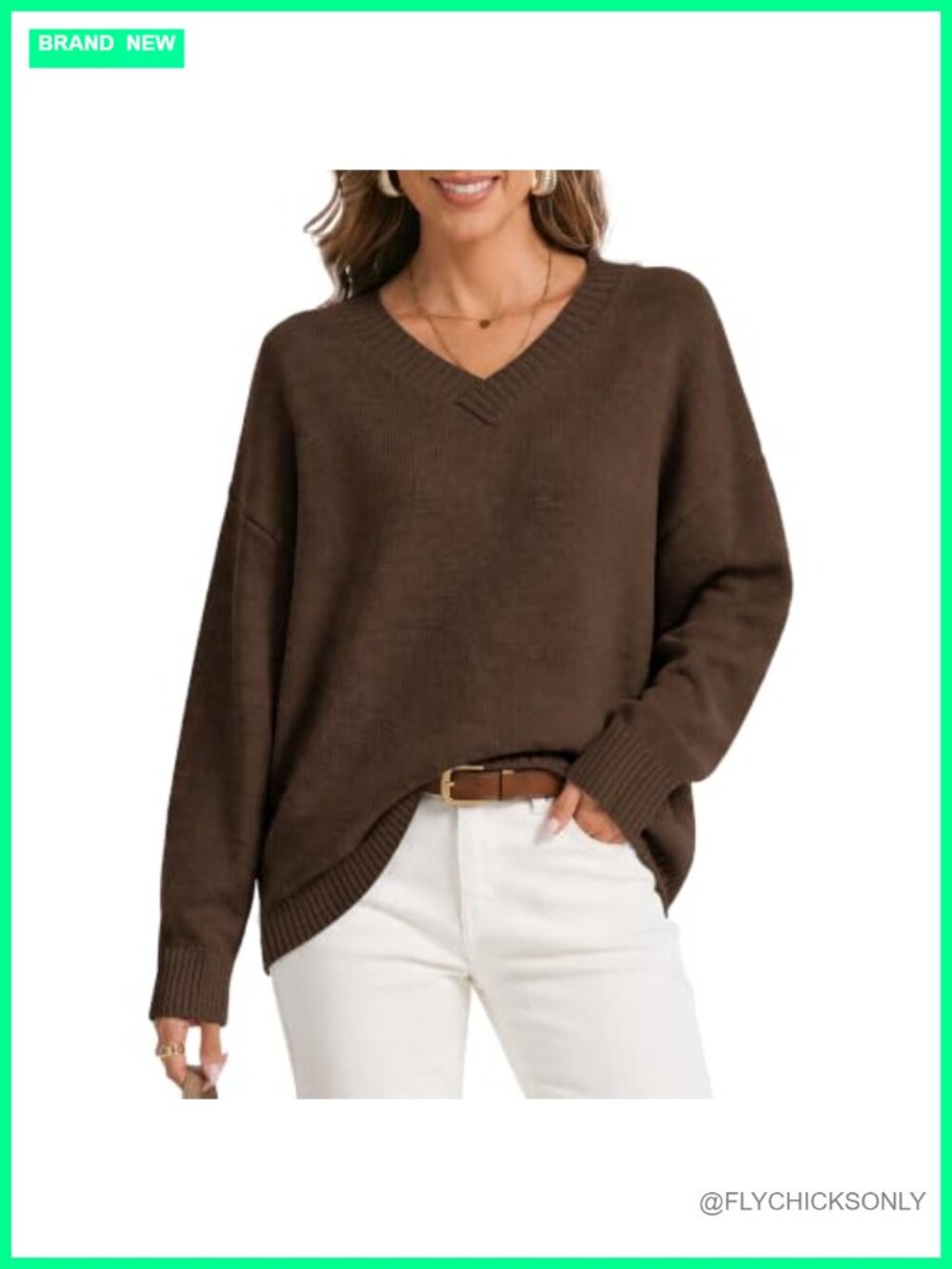 Oversized V Neck Sweater Cashmere Blend Pullover Long Sleeve